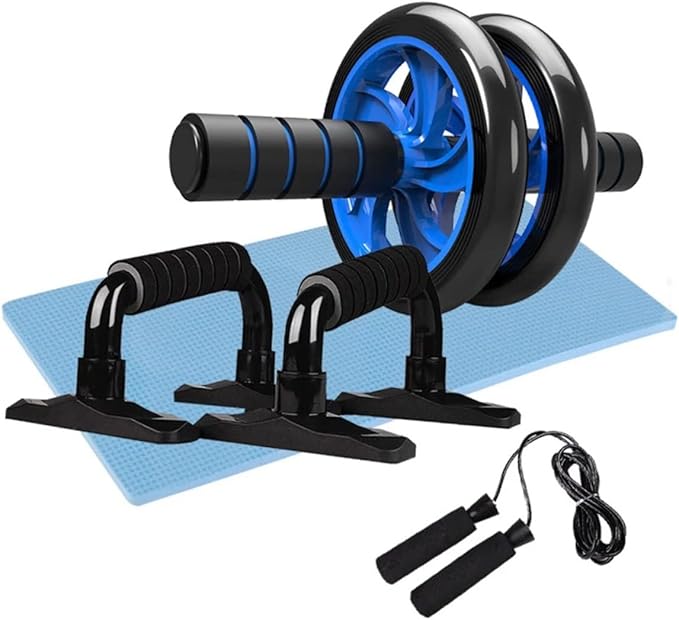 BESPORTBLE 1set Fitness Equipment Set for Includes Ab Roller Jump Rope Push-up Bars Resistance Band Knee Pads Storage Bag Exercise Tools for Levels