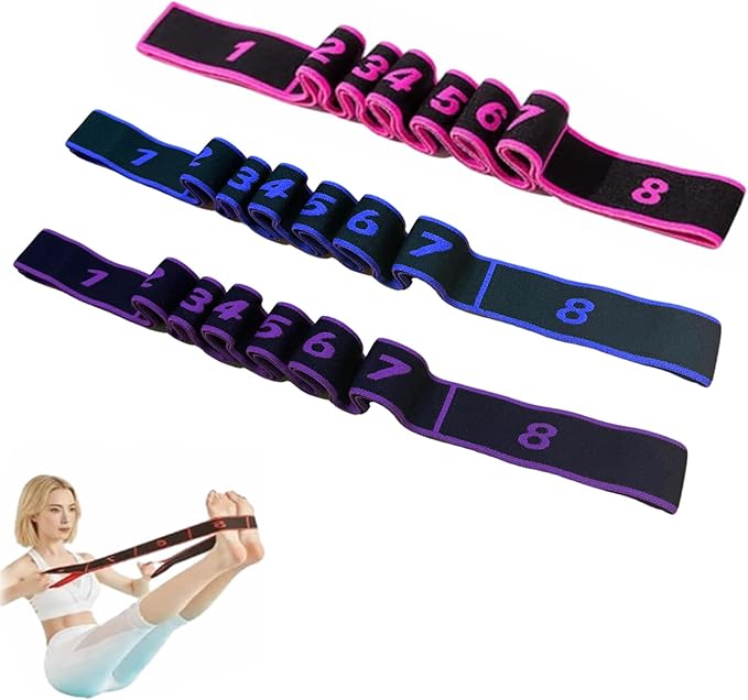 Fitness Resistance Band for Stretching and Yoga, Number Stretch Resistance Band with Clear Markings, 8-Section Elastic Training Bands