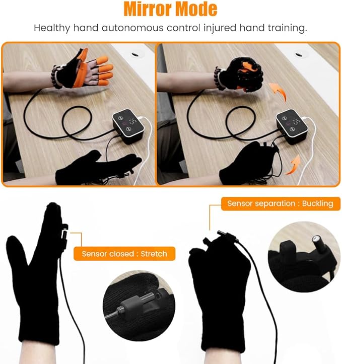 Rehabilitation Robot Gloves for Stroke Recovery Hemiplegia Finger Hand Function Rehabilitation Therapy Arthriti Glove (Right Hand XL)