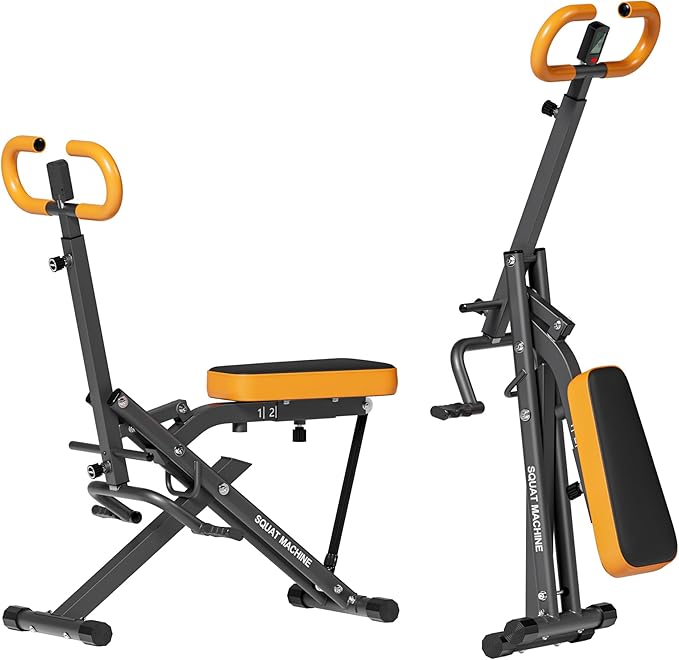 Squat Machine for Home Gym, Squat Rowing Machine with Adjustable Resistance and Optional Full Motion, Squat Assist Trainer for Glutes
