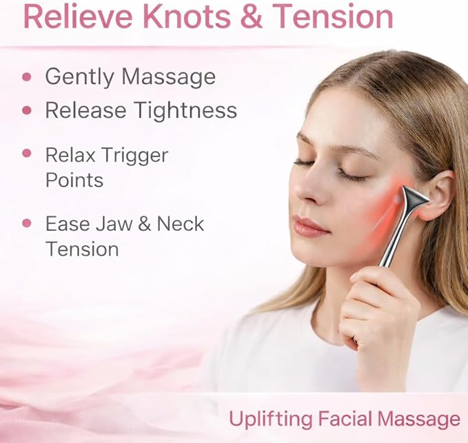 2-in-1 Acupuncture Pen with Pink Resin Gua Sha Set, Dual-Ended Stainless Steel Acupressure Massage Tool & Fascia Blaster for Muscle, Neck, Face & Foot Relief