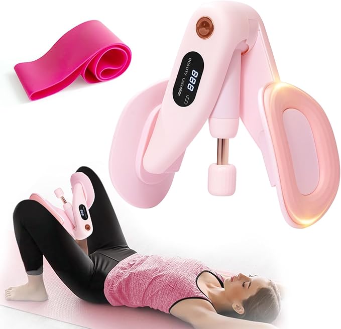QIUTONG Thigh Trainer 2026 Upgraded, 10-78LB Thigh Trainer Thigh Exerciser, LED Inner Thigh Exerciser, 360° Pelvic Floor Exercise Devices, Hip Trainer Kegel Excerciser, 20LB Resistance Band