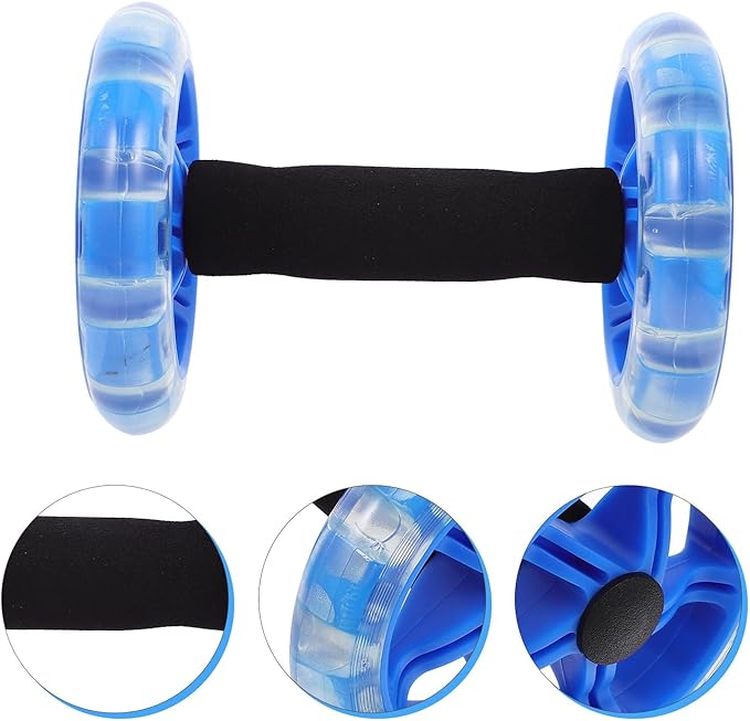 HEMOTON Twin-wheel Ab Roller Fitness Wheel Core Abdominal Exercise Device Blue for Home Gym Strength Training and Weight Loss