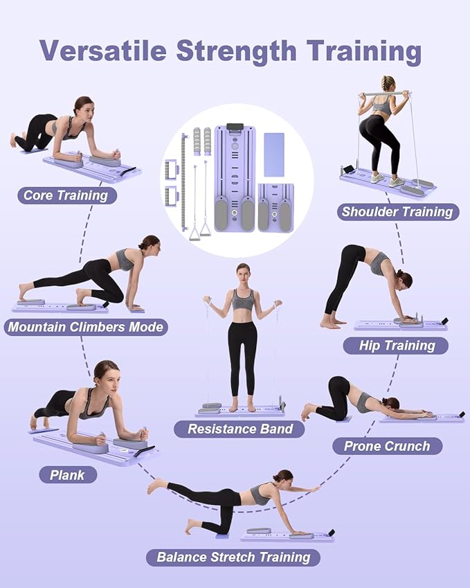 Pilates Board - Multi-Functional Pilates Reformer for Core & Abdominal Training, Top-Tier Pilates Equipment for Women’s Home Fitness