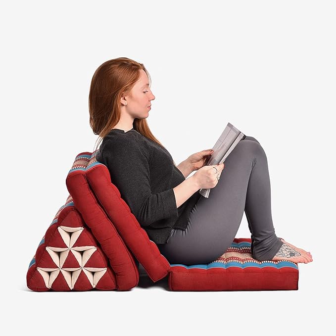 Zafuko Three-Fold Thai Cushion - Teal/Turquoise - Organic Water-Resistant Kapok Filling, Multi use Including meditaiton, Lounging, Reading, Stretching.