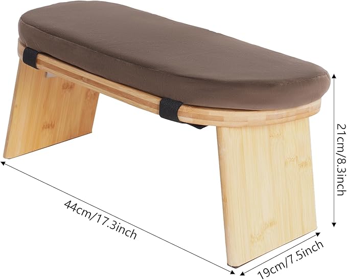 Meditation Bench, Foldable & Ergonomic Meditation Stool with A 5° Forward Tilt Angle, Portable Bamboo Meditation Stool, 396.83 lbs Capacity, for Seiza, Meditation, Prayer and Travel