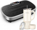 Vibration Plate Exercise Platform with Loop Bands + Renoj SnapShift 40oz Insulated Stainless Steel Tumbler (White) – Full Body Workout & Recovery Set