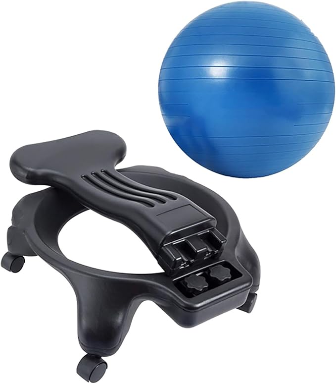 SRNSAEB Exercise Ball for Sitting at Desk, Home Balance Ball Chair Base for Yoga/Pilates/Birthing - Relieve Back Pain, Fitness Ball Seat with Air Pump/Screws(Blue)