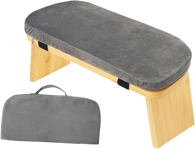 Meditation Bench with Cushion Ergonomic Anti Slip Modern Chair Kneeling Stool Comfort for Home Office Living Room, Gray