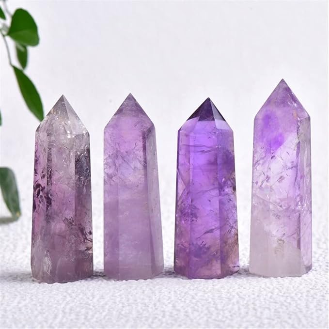 Meditation Home 1PCS Natural Purple Crystal Single Prism Pyrocrystalline Original Stone Meditation Cure Six Prism (Size : 6-7cm)