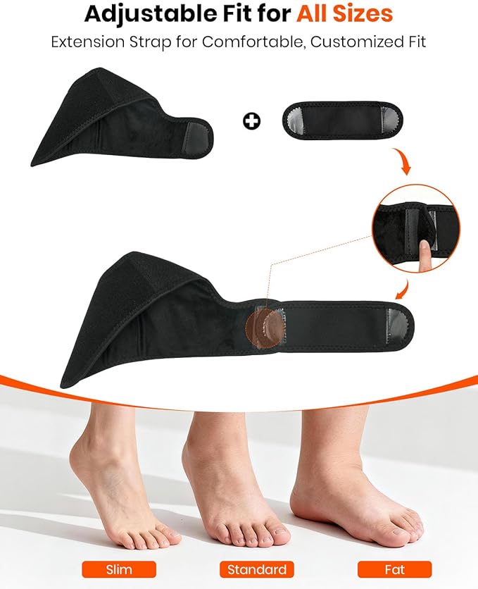 Foot Renew Massager for Neuropathy, 3-in-1 Cordless & Portable Foot and Ankle Massager for Heel, Arch & Ankle Relief, 3-Level Vibration & Heat, Ideal Gift, Includes Extension Strap (Black)