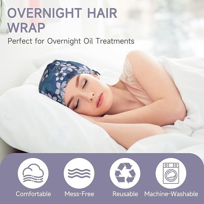 Castor Oil Pack Wrap Overnight Hair Wrap for Sleep Reusable Hair Cap Cover (Oil Not Included)