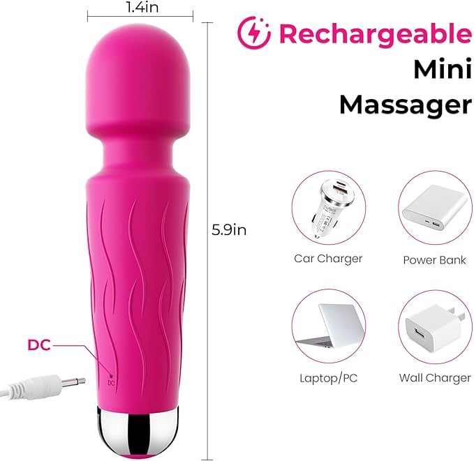 Handheld Personal Small Massager with APP–Waterproof, USB Rechargeable, 20 Vibration Patterns, 8 Speeds,Red