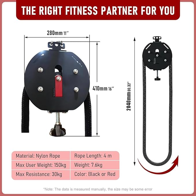 Suspension Endless Rope Pulley System, Endless Rope Trainer, Portable Cable Pulley Machine with Adjustable Resistance, Suspended Rope Climbing Machine for Athletes, Hiit & Functional Workouts Red