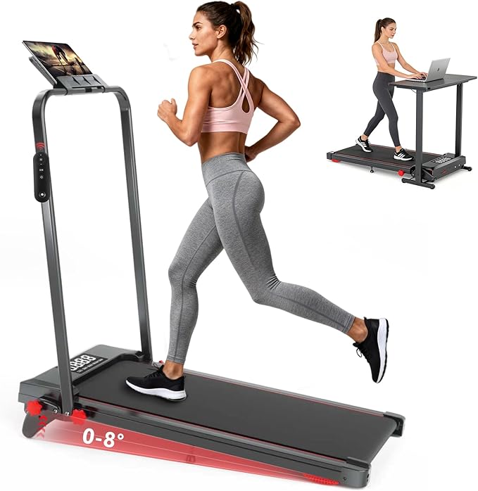 Walking Pad Treadmill with Incline and Handle Bar, 7.5MPH Under Desk Foldable Treadmill for Home Office with Remote Control