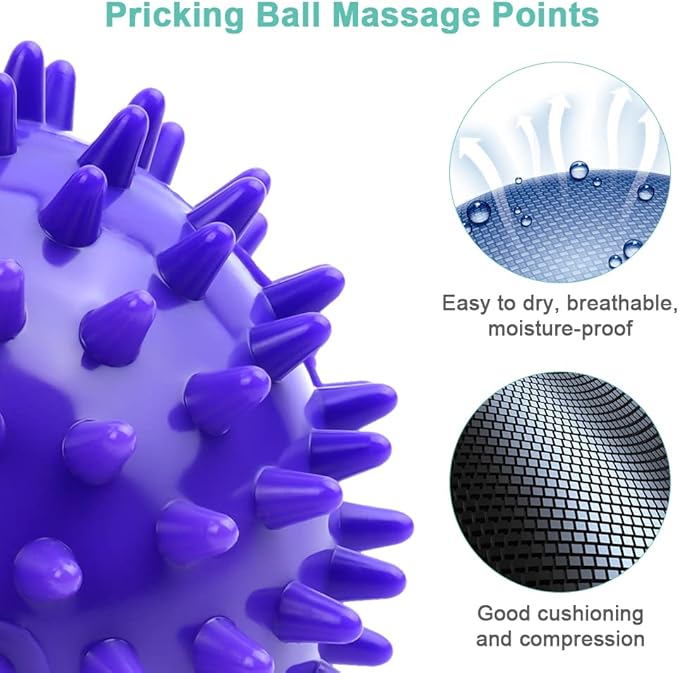 URAQT Spiky Massage Ball, 3 Pack Hard Spiky Massage Ball Roller Set, Professional Physical Therapy Massage Balls for Myofascial Release, Trigger Point Deep Tissue Massage, Plantar Fasciitis Recovery