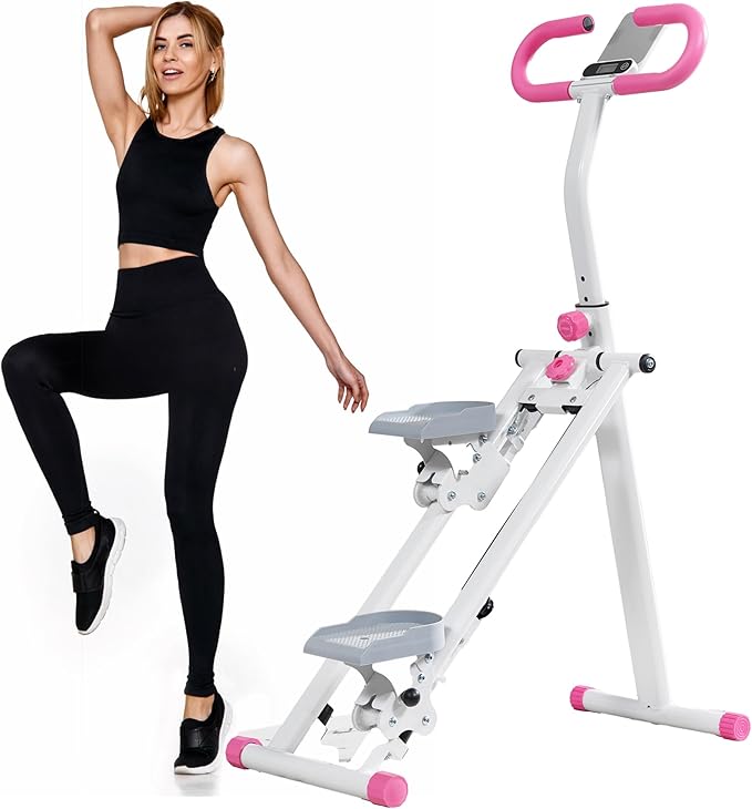 Stair Stepper for Home Gym Exercise, Vertical Climber Exercise Machine for Full Body Workout, Compact Folding Cardio Exercise Climber with Adjustable Handlebar (Blue)