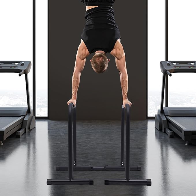 Dip Bar Dip Station for Home, Adjustable Dip Stand Fitness Workout Portable Calisthenics Equipment, Single / Double Bars Dip Station for Strength Training, Bearing Capacity 440lbs (Black)| US Stock
