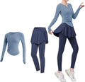 Pilates Two-Piece Black Set For Women, Xxl, Includes Long Sleeve Top, Skirt, Leggings, Breathable & Sweat-Wicking, Fits 135-150 Lbs