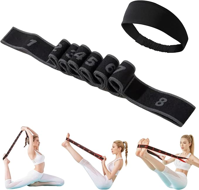 Fitness Resistance Band for Stretching and Yoga, Fashion Puller Exercise, Fitness Resistance Bands with Handles, Adjustable 8 Segment Numbered Resistance Band for Full Body