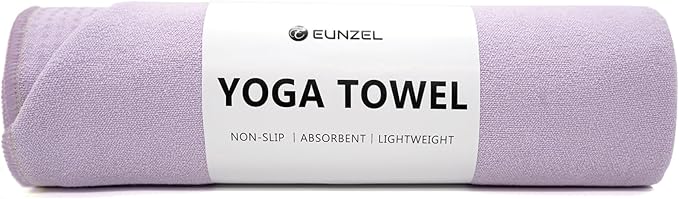 Eunzel Yoga Towel,Hot Yoga Mat Towel with Grip Dots Sweat Absorbent Non-Slip for Hot Yoga, Pilates and Workout 24" x72", Taro Purple