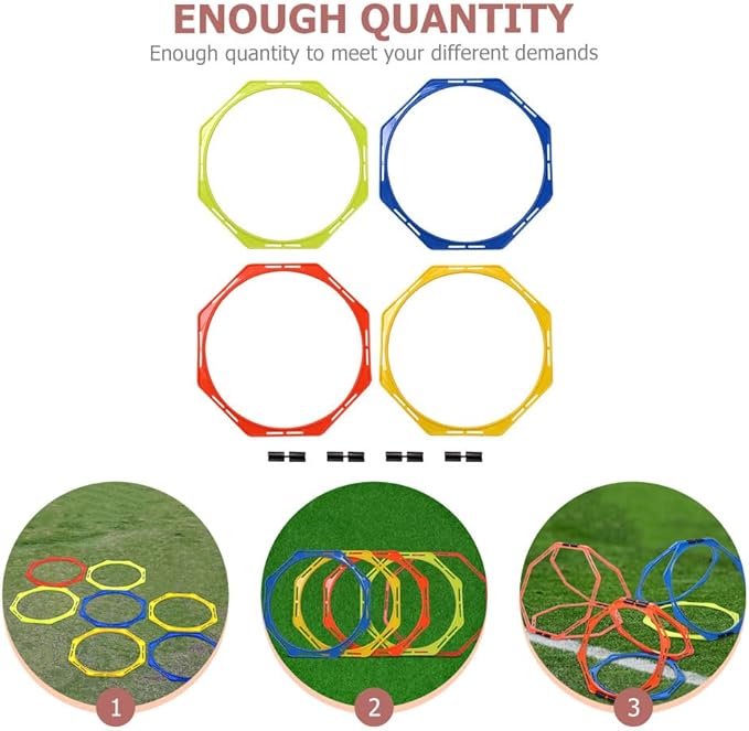 BESPORTBLE 4Pcs Agility Training Equipment, Football Training Circle Adult Soccer Ball Basketball Outdoor Trains for Adults Sports Agility Football Training Ring Ladder Footwork, Multi-Function Agilit
