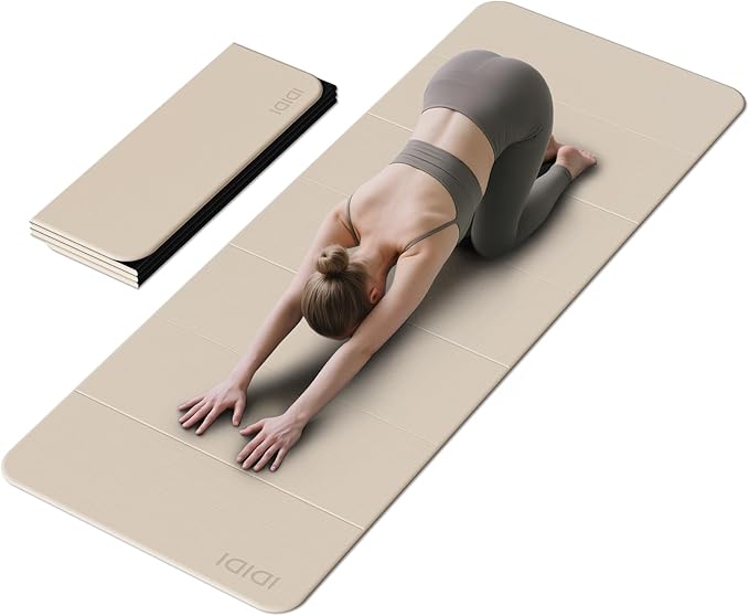 Foldable Yoga Mat Extra Thick & Large (74" x 31.5" x 0.32"), Double-Sided Non Slip & Lightweight Fitness Mat, 8mm Thick Wide Exercise Mats for Woman Man Kids, Portable Workout Mats for Travel, Studio or Home Use