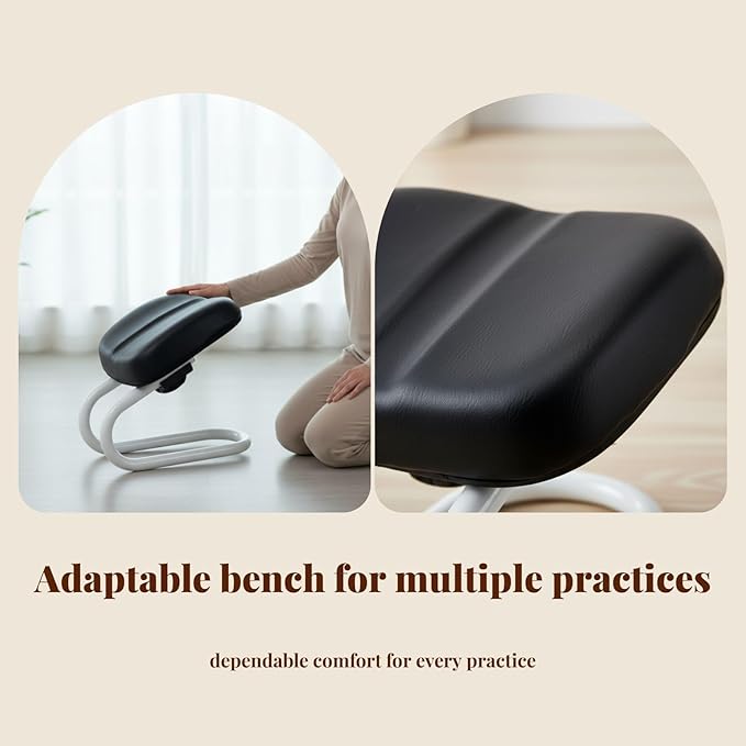 Kneeling Meditation Stool, Prayer Bench Adjustable Height, Portable Meditation Bench, for Studio Yoga Praying Prayer, Black