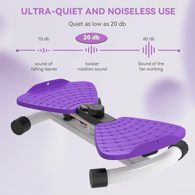 Waist Twister Machine, Adjustable Exercise Twist Board for Women Men, Noiseless Ab Twister for Home Gym Equipment, 330 lbs Capacity | Track Time, Reps, Calories with Digital Display (Purple)