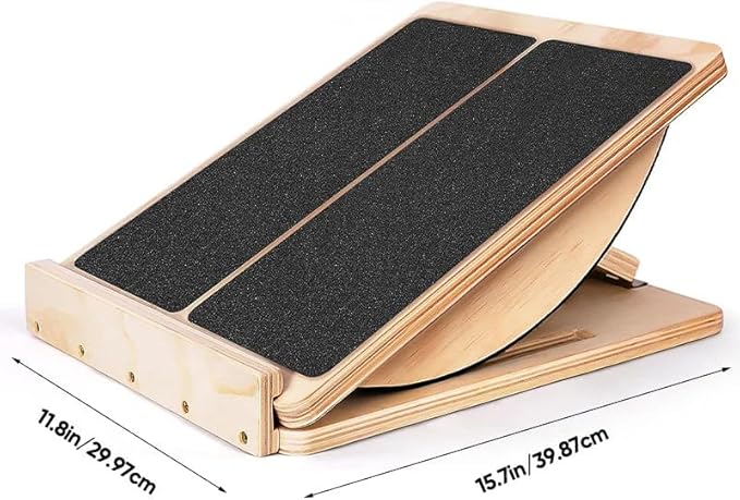Saker 6-Angle Slant Board & Balance Board, Slant Boards for Exercise, Adjustable 40° Incline & Balance Board - 6-Angle Non-Slip Wooden Trainer for Squats, Calf Stretch, Stability Workouts