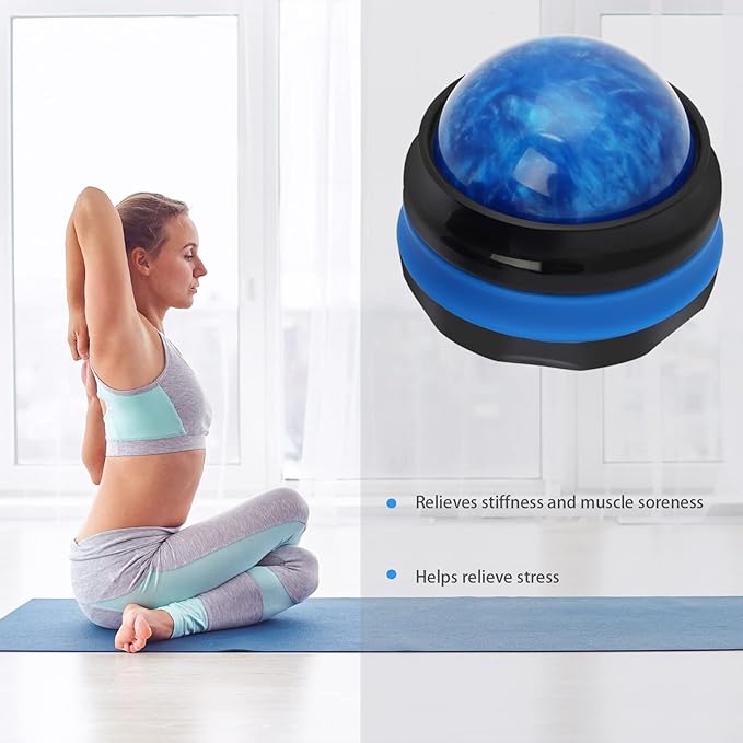 Coolrunner Massage Ball, Manual Roller Massager, Handheld Self Massage Therapy and Relax Full Body Tools for Sore Muscles, Shoulders, Neck, Arms, Legs, Back, Foot, Body (Blue)