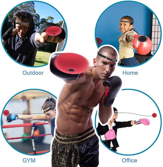 Boxing Reflex Ball 3 Difficulty Level Boxing Ball with Headband Suit for Reaction, Agility, Punching Speed, Fight Skill and Hand Eye Coordination Training for Kids and Adults