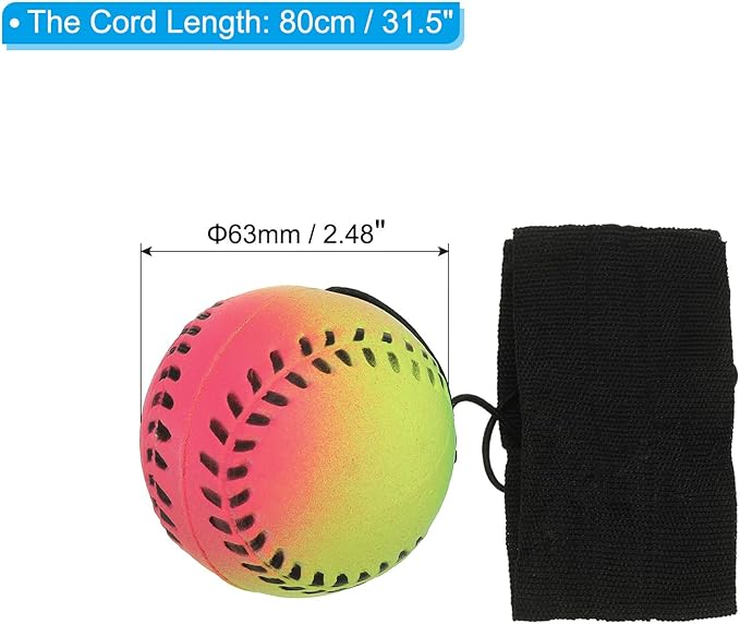 PATIKIL 2.5 Inch Sports Wrist Ball, 10Pcs Baseball Rubber Rebound Wristband Wrist Return Ball Sport on A String for Exercise Play, Mixed Colors