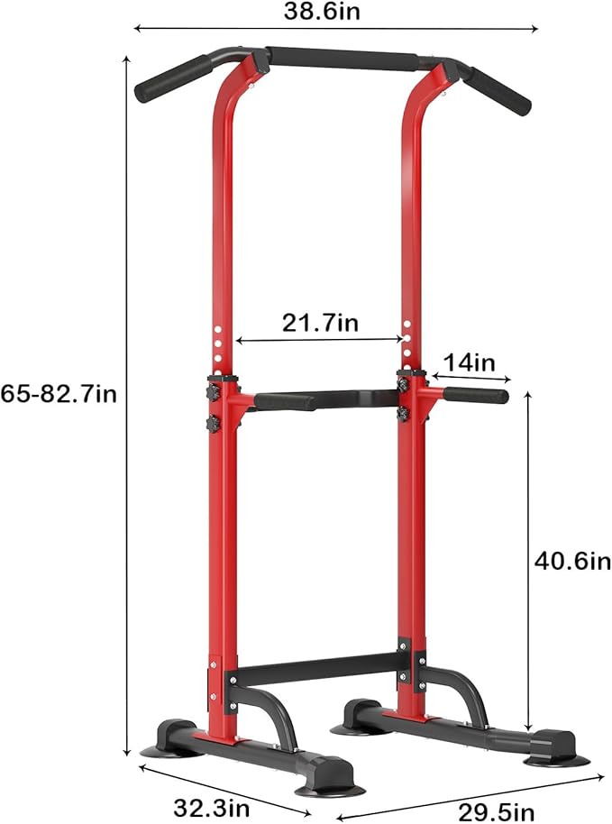 SogesHome Power Tower Pull Up Bar and Dip Station, Height Adjustable Dip Stand Exercise Machine for Home Gym, Multi-Functional Free Standing Strength Training Fitness Workout Station