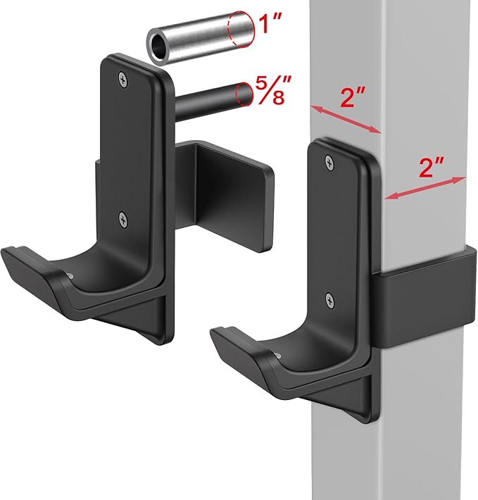 Kipika J-Hooks for 2'x2'and 3'x3' Power Rack - Bottom Reinforced Steel Hooks with Rubber Pad - Set of 2
