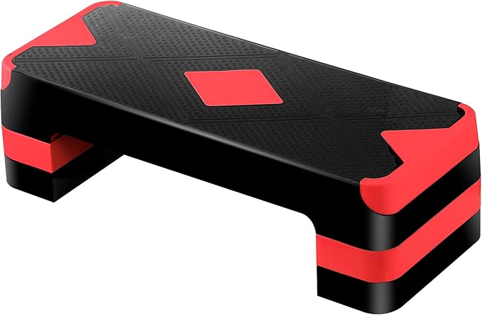 26.5 Inch Aerobic Exercise Step Platform for Home Gym, 4” 6” 8”Adjustable Risers for Step up Fitness Workout, Stepper Step Trainer, Green