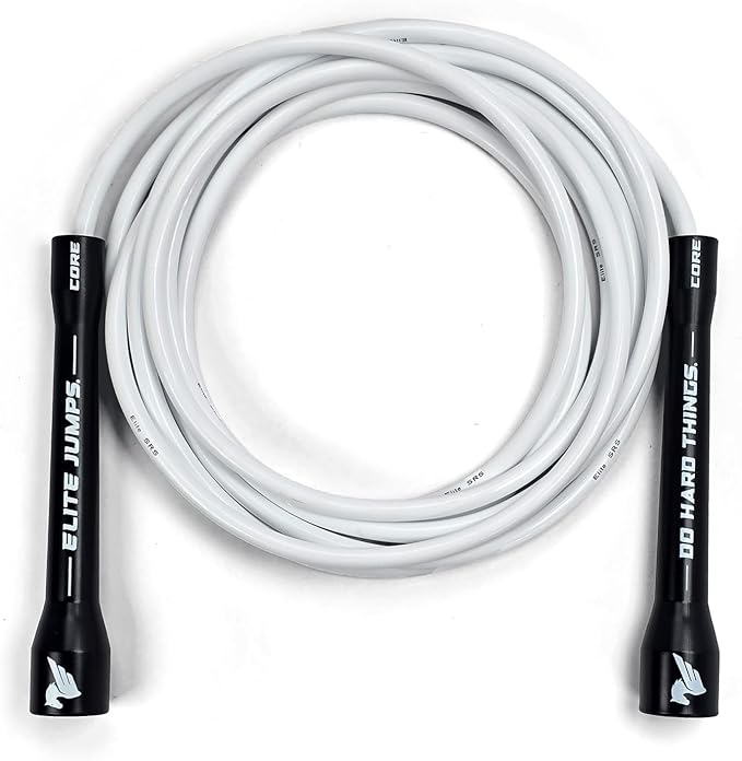 Elite Jumps Adjustable Jump Rope – 6mm PVC Training Rope for Fitness & Cardio | Indoor/Outdoor Skipping Rope with Unbreakable Handles, Non-Kinking Cord & Smooth Rotation for Boxing & Strength
