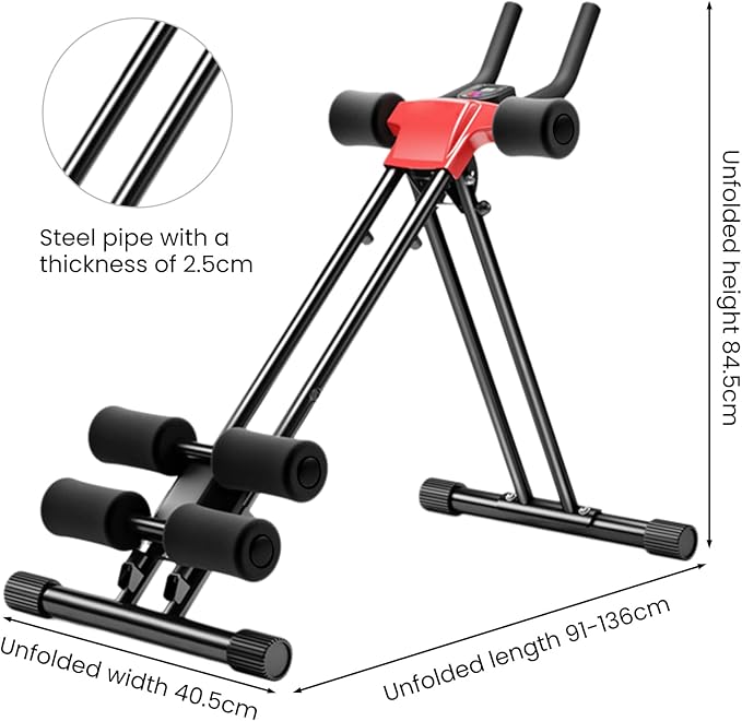Adjustable Ab Roller Machine, Dual Track Ab Roller Machine for Home Gym, Foldable Waist Trainer Machine for Body Shaping, Foldable & Adjustable Ab Trainer for Beginner