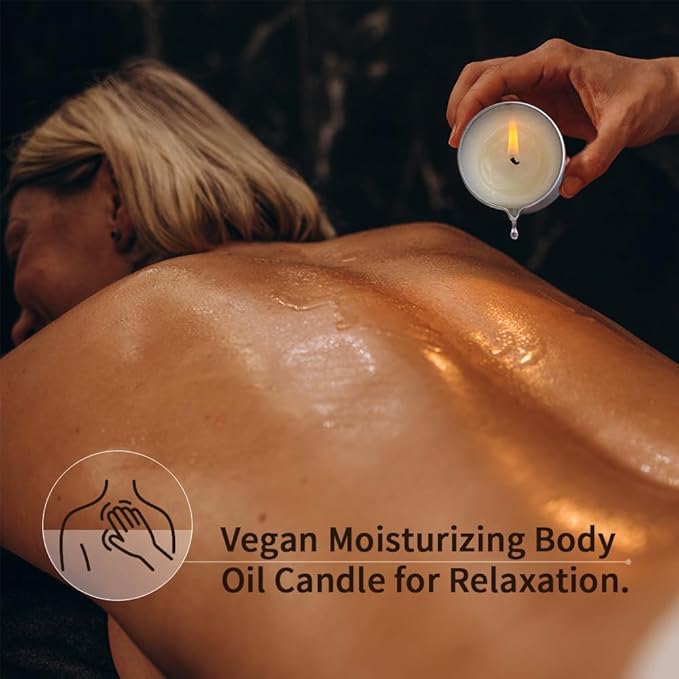Massage Candle for Body Relaxation and Home SPA, Low Temp Candle for Skin Care, Scented Soybean Massage Oil for Stress Relief 2.3 OZ (Salted Caramel)