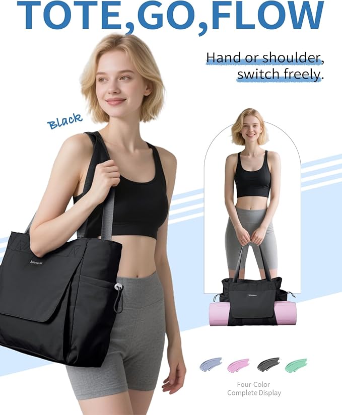 sportsnew Yoga Mat Bag Tote Yoga Gym Bags For Women Men with Waterproof Wet Pocket & Hook-and-loop, Quick Access Storage Yoga Mat Bag Carrier