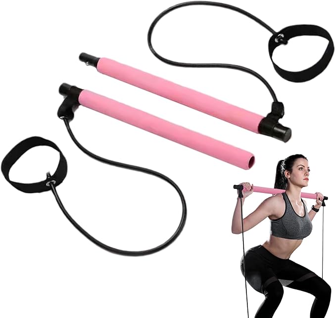 Multifunctional Pilates Bar - Home Yoga Fitness Equipment | Elastic Resistance Training Bar | Multi-Purpose Exercise Pilates Stick for Strength Stretching Workout