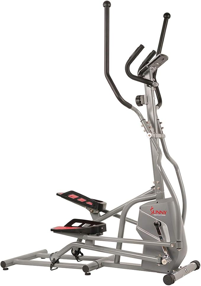 Sunny Health & Fitness Magnetic Elliptical Machine with Adjustable Resistance, Fully Body Workout for Home with Pulse Sensor Monitor, Long Stride Low-Impact Workout with SunnyFit App Access