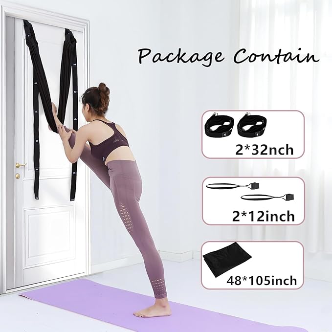 Leg Stretcher Strap - Yoga Stretching Strap,Yoga Door Swing,Backbend Training Rope with Door Anchor, Flexibility Trainer Stretching Equipment Assist Stretch Strap for Fitness Gymnastics Dance Aerial Ballet (purple)