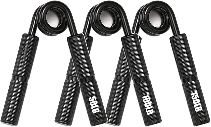 Silver Metal Hand Grip Set, 50LB-400LB No Slip Heavy-Duty Grip Strengthener Great Wrist & Forearm Hand Exerciser, Home Gym, Hand Gripper Grip Strength Trainer