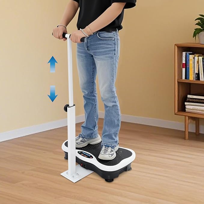 Vibration Plate Exercise Machine with Adjustable Handrail , Whole Body Vibration Platform, 10 Modes 120 Speeds, Vibrating Plate Exercise Machine for Home Gym Fitness