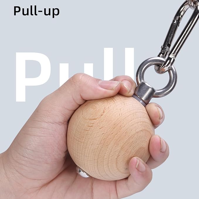 Professional Wood Pull Up Handle Hand Grip with Strap Power Balls Strengths Training Attachments Climbing Ball Grip Ball Arm Muscles Barbells