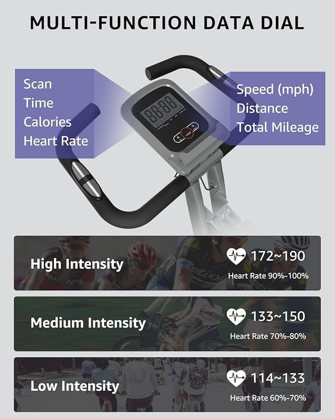 Exercise Bike for Home Workout Stationary Bike | 330LB Capacity, 16-Level Magnetic Resistance, Seat Backrest Adjustments