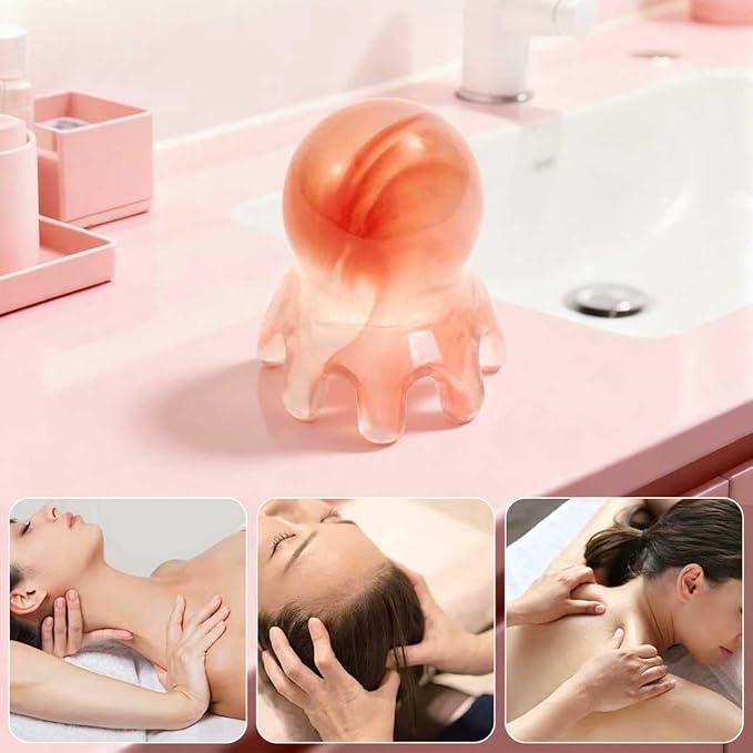 2 Pack Octopus Head Massager Comb Scalp Massager for Headaches & Stress Relief, Relief Point Massage Comb for Deep Relaxation Home/Office Massage (Pink)