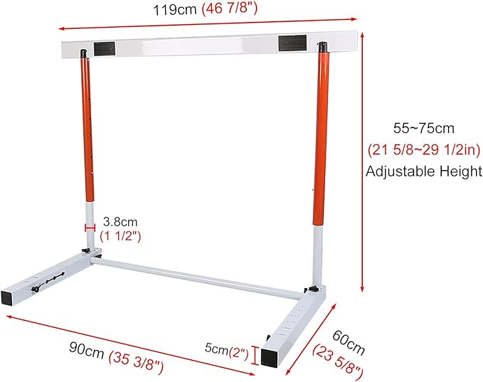 Metal Agility Speed Hurdles, Adjustable Height Track and Field Hurdles, Athletic Workout Obstacles Bar, Portable Sport Training Pole Set (55)