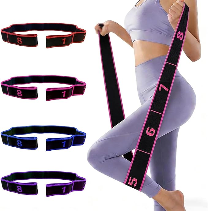 Fitness Resistance Band for Stretching and Yoga, Number Stretch Resistance Band with Clear Markings, 8-Section Elastic Training Bands for Full Body Stretching Shaping